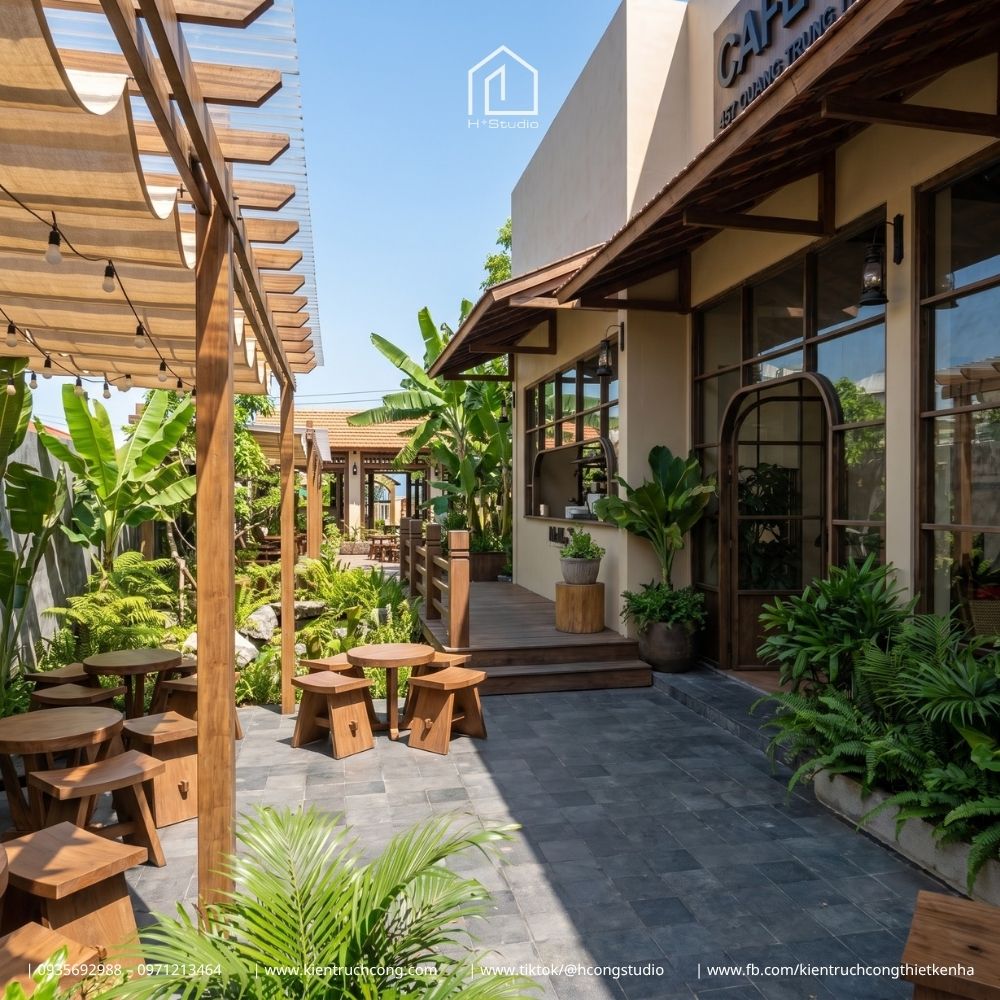Thiết Kế Quán Cafe Sân Vườn THE KOI Coffee – Kiến Trúc Gỗ Mộc Mạc, Hồ Cá Koi Giữa Không Gian Xanh - Hình ảnh 7