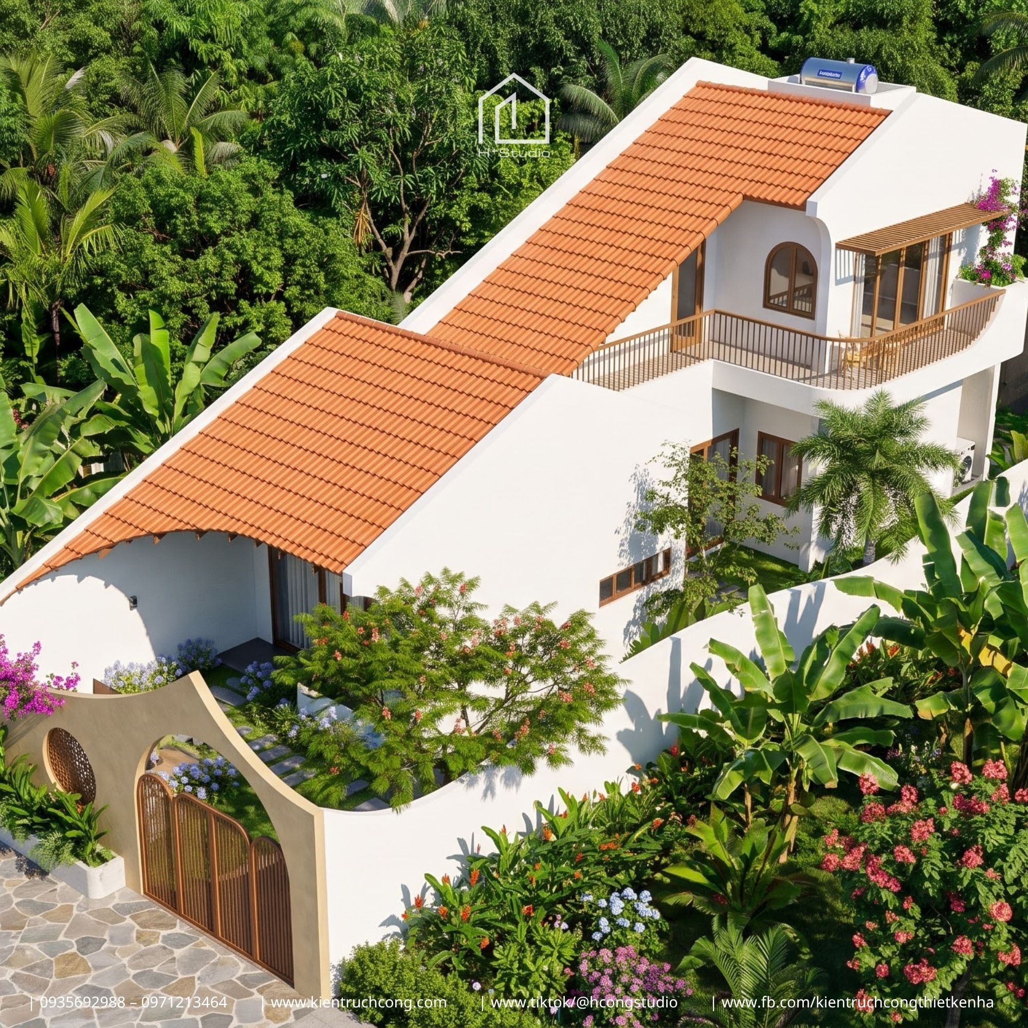 Nhà gác lửng 8x25m với ngôn ngữ kiến trúc Địa Trung Hải mềm mại và cách tổ chức không gian đầy dụng ý - Hình ảnh 7
